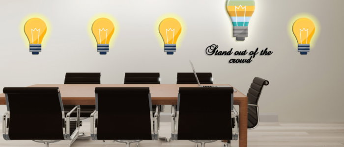 Meeting room with white wall, wooden floor copy space 3d rendering